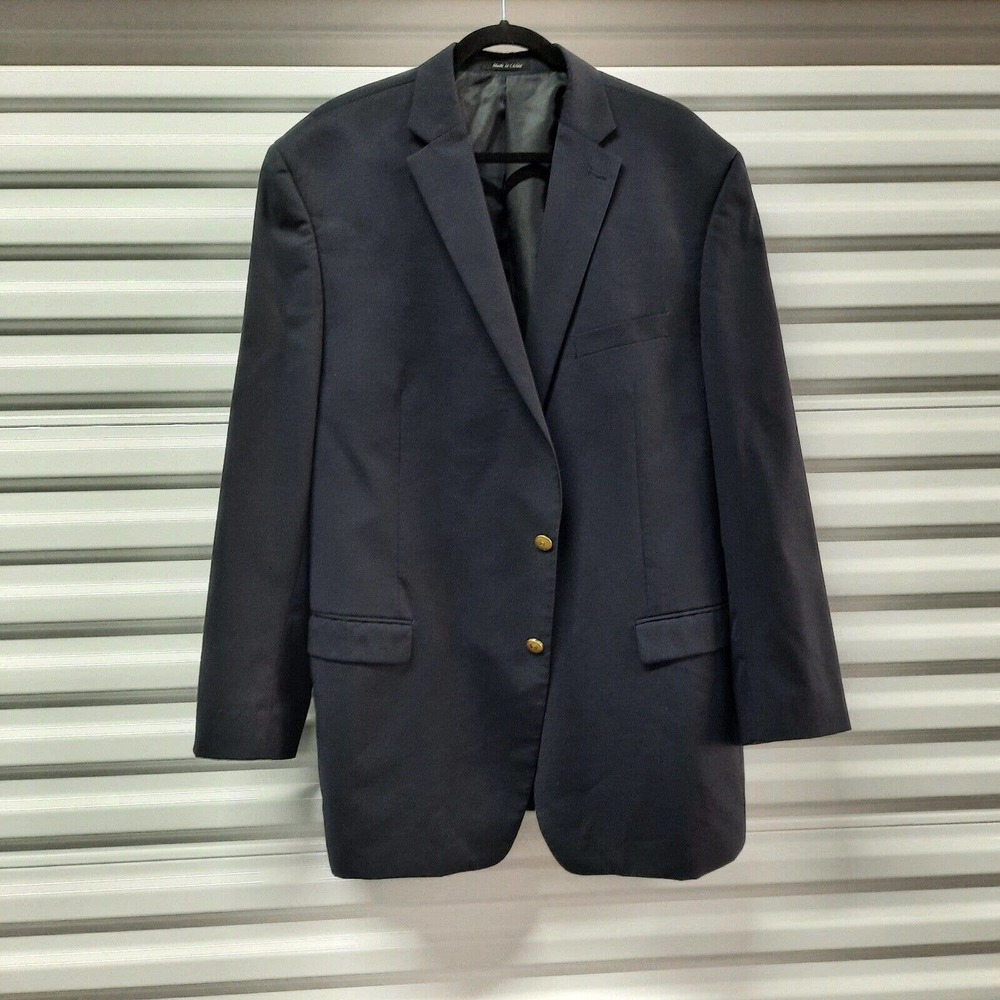 Vintage Franco Tassi Sport Coat Men 50L Navy Blue Wool Blend Suit Blazer Jacket